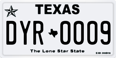 TX license plate DYR0009