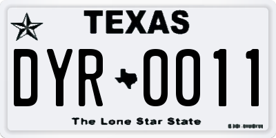 TX license plate DYR0011