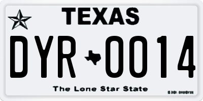 TX license plate DYR0014