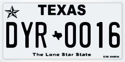 TX license plate DYR0016