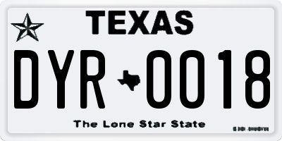 TX license plate DYR0018