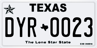 TX license plate DYR0023