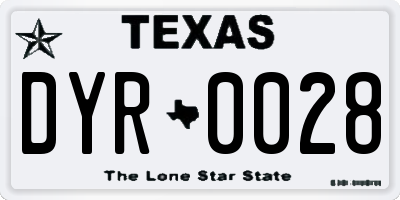 TX license plate DYR0028