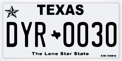 TX license plate DYR0030
