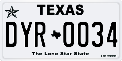 TX license plate DYR0034