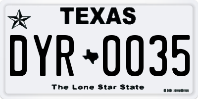 TX license plate DYR0035