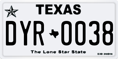 TX license plate DYR0038