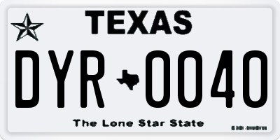 TX license plate DYR0040