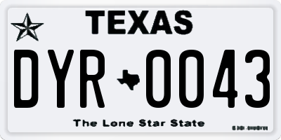 TX license plate DYR0043