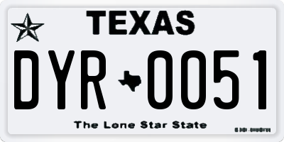 TX license plate DYR0051