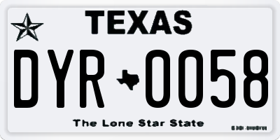 TX license plate DYR0058