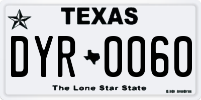 TX license plate DYR0060