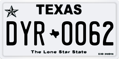 TX license plate DYR0062