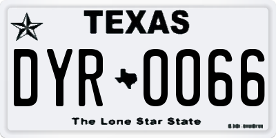 TX license plate DYR0066