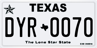 TX license plate DYR0070