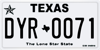TX license plate DYR0071