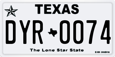 TX license plate DYR0074