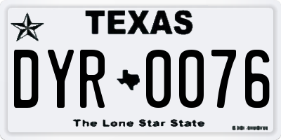 TX license plate DYR0076