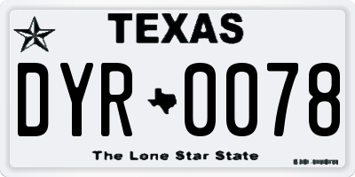 TX license plate DYR0078
