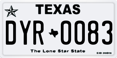 TX license plate DYR0083