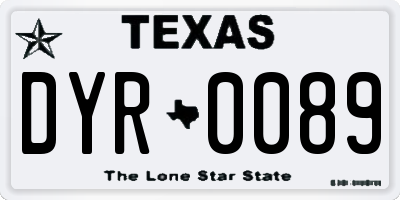 TX license plate DYR0089