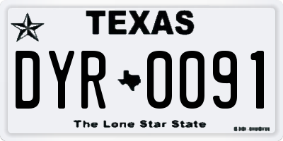 TX license plate DYR0091