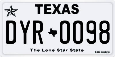 TX license plate DYR0098