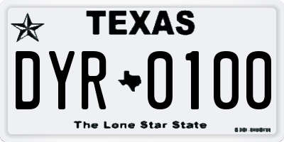 TX license plate DYR0100