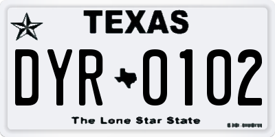 TX license plate DYR0102