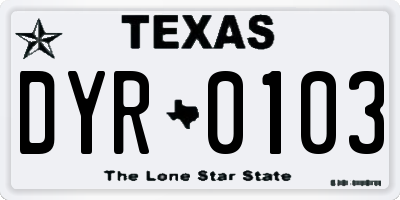 TX license plate DYR0103
