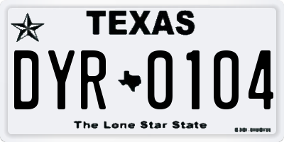 TX license plate DYR0104