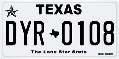 TX license plate DYR0108