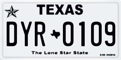 TX license plate DYR0109