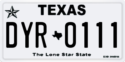 TX license plate DYR0111