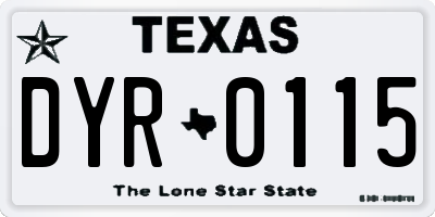 TX license plate DYR0115