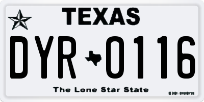 TX license plate DYR0116