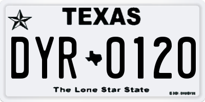 TX license plate DYR0120