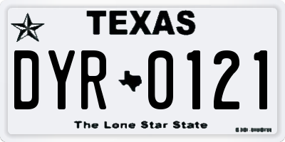 TX license plate DYR0121