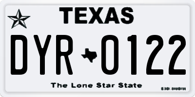 TX license plate DYR0122
