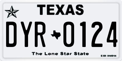 TX license plate DYR0124