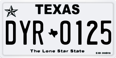 TX license plate DYR0125