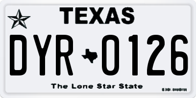TX license plate DYR0126