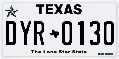 TX license plate DYR0130