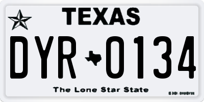 TX license plate DYR0134