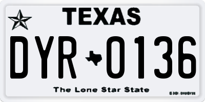 TX license plate DYR0136