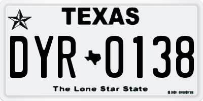 TX license plate DYR0138