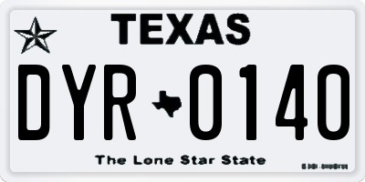 TX license plate DYR0140