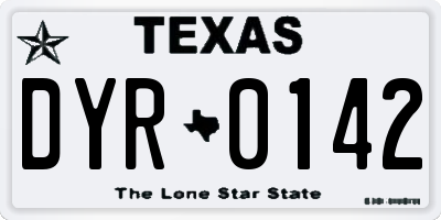 TX license plate DYR0142