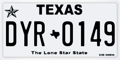 TX license plate DYR0149