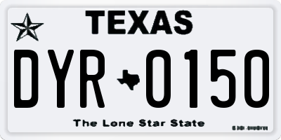TX license plate DYR0150